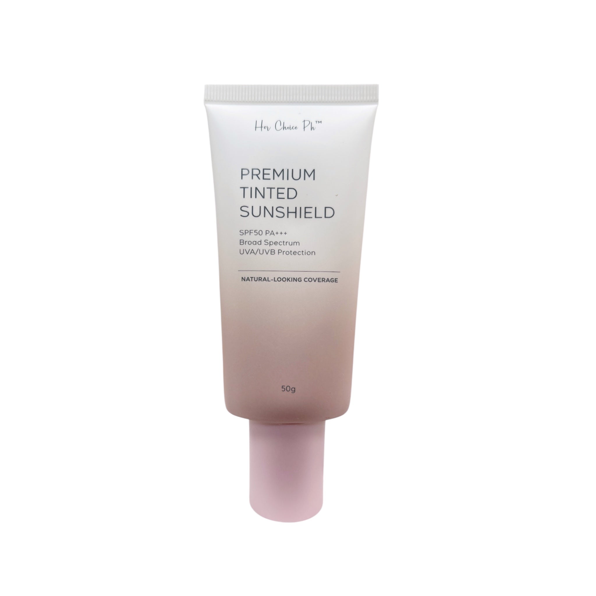 Her Choice PH Premium Tinted Sunshield SPF 50 PA+++ with broad spectrum coverage
