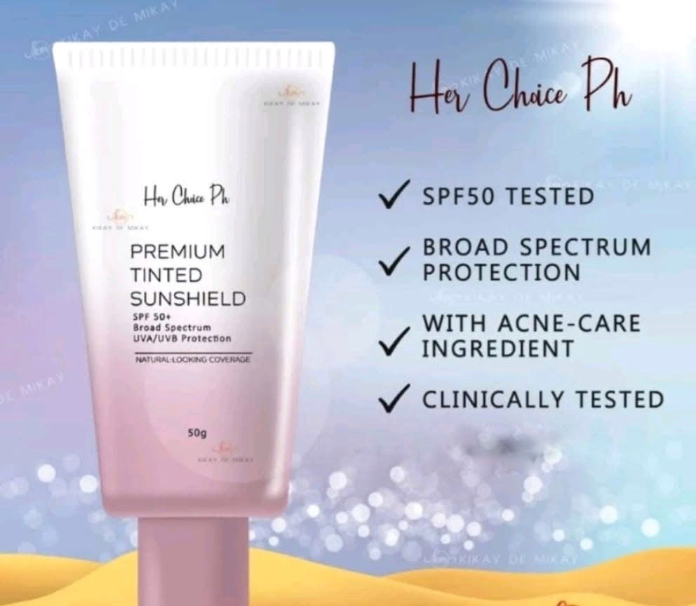 Her Choice PH Premium Tinted Sunshield SPF 50 PA+++ helps create even skin tone