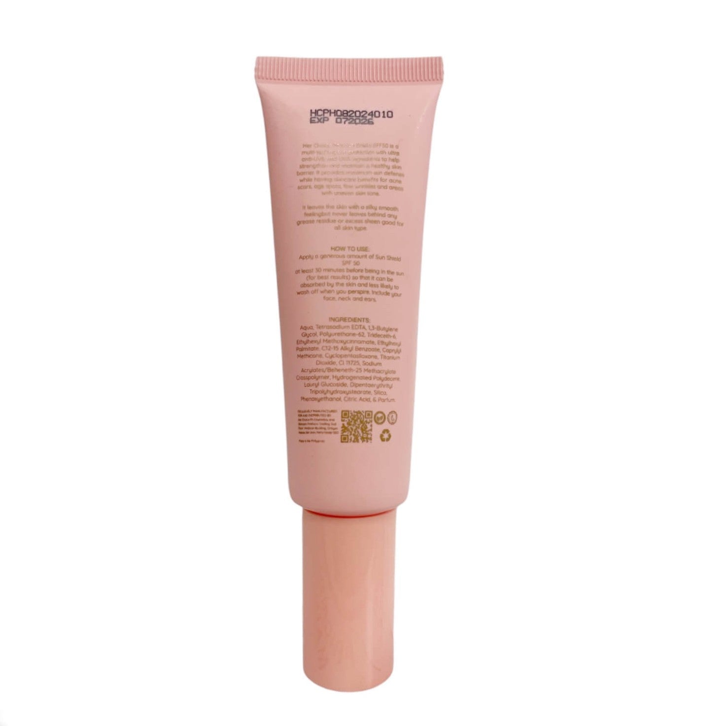 Her Choice PH Sun Shield Broad Spectrum SPF 50 non greasy formula for comfort