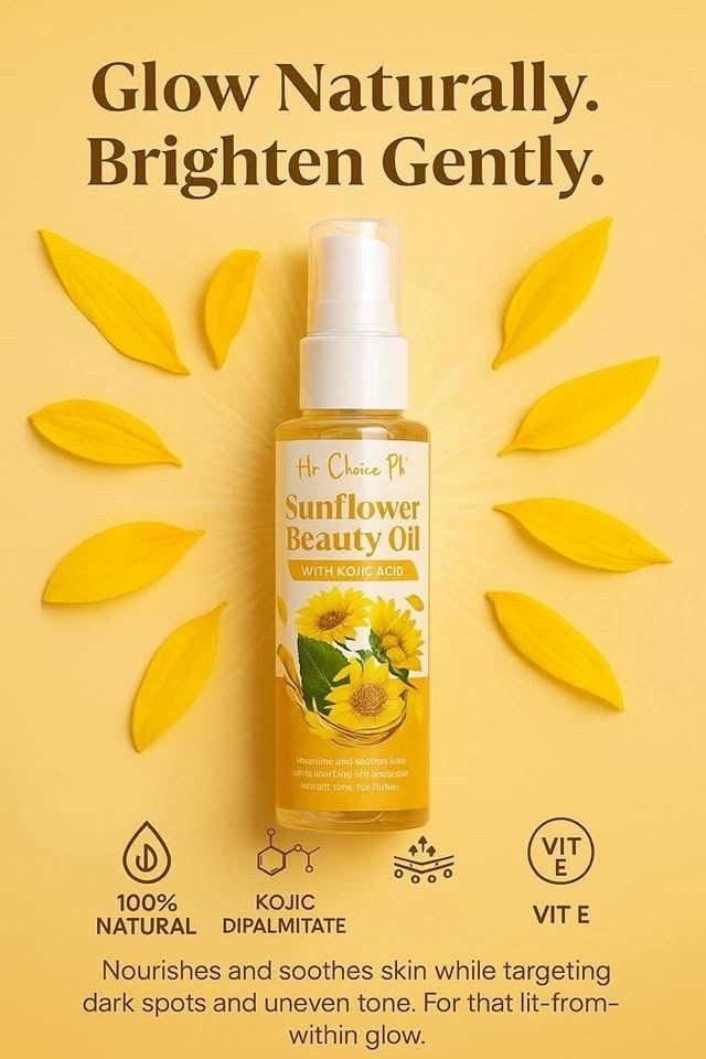 Her Choice PH Sunflower Beauty Oil with Kojic Acid 100ml provides skin hydration