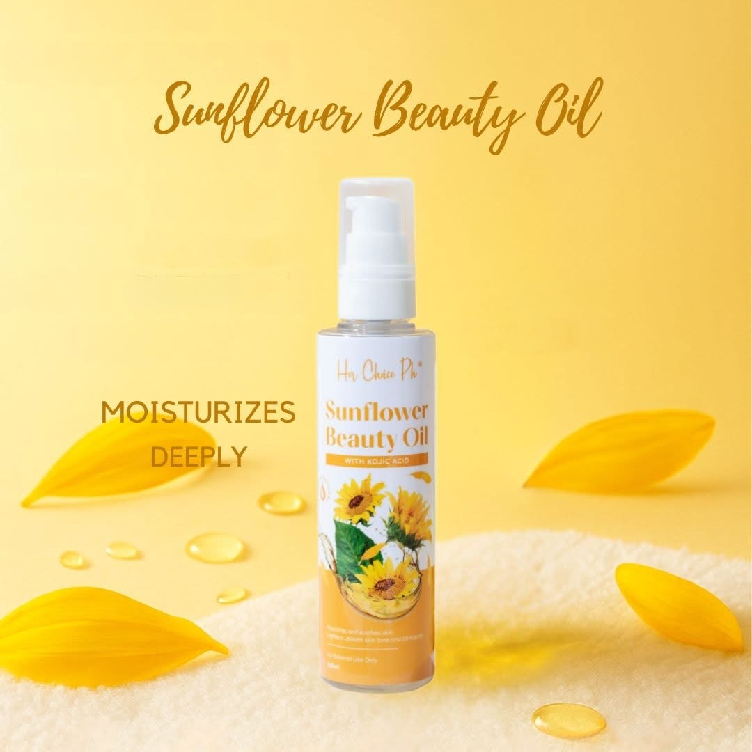 Her Choice PH Sunflower Beauty Oil with Kojic Acid 100ml supports a radiant look