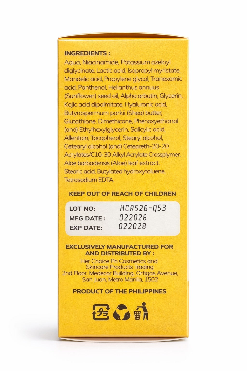 Her Choice PH White Secret Renewal Serum 100ml daily renewal serum for smoother refreshed skin feel
