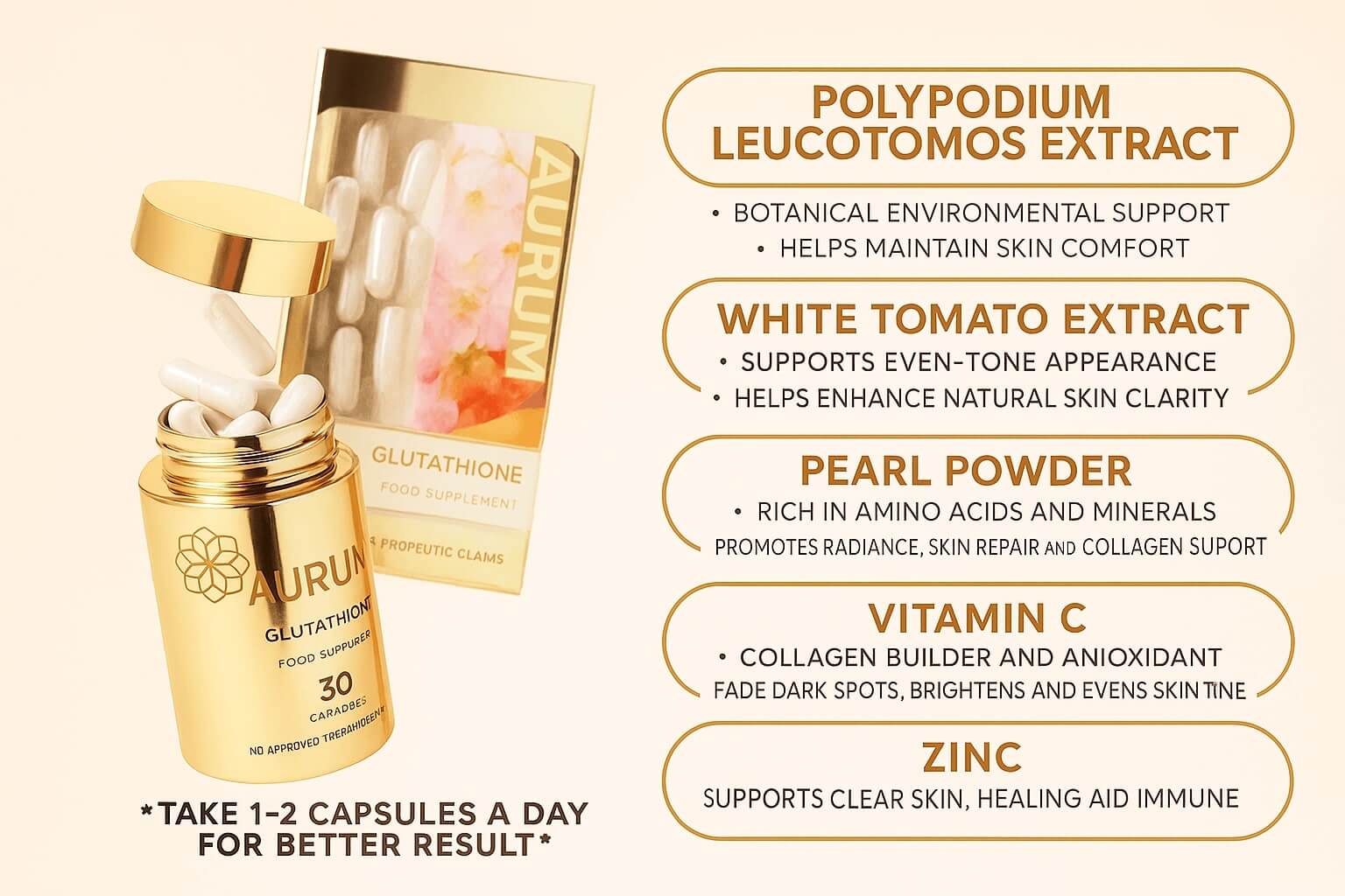 Hikari Aurum S-Acetyl Glutathione Antioxidant Complex enriched with white tomato nutrients