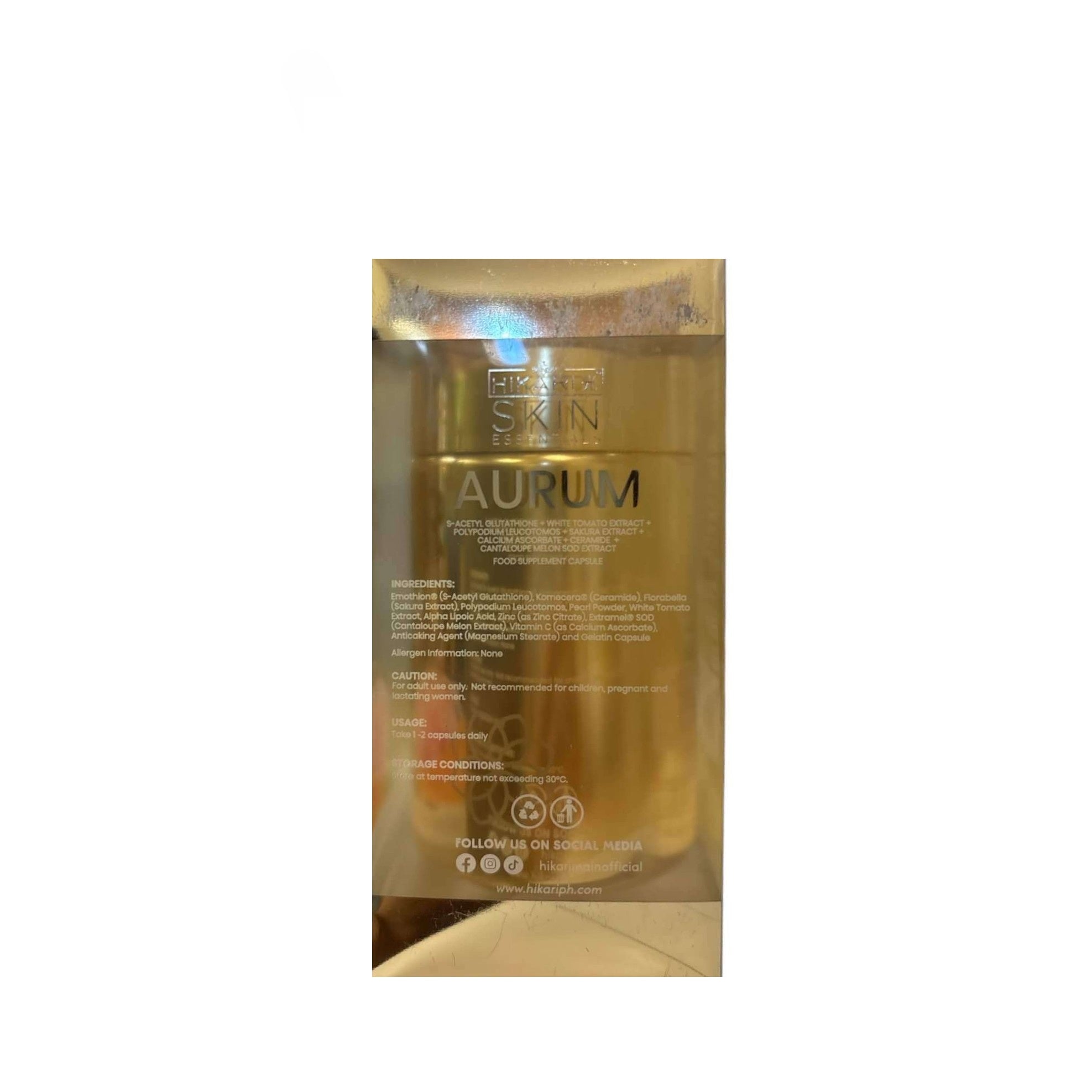 Hikari Skin Essentials AURUM S-Acetyl Glutathione Antioxidant Complex – D Nelson Enterprises