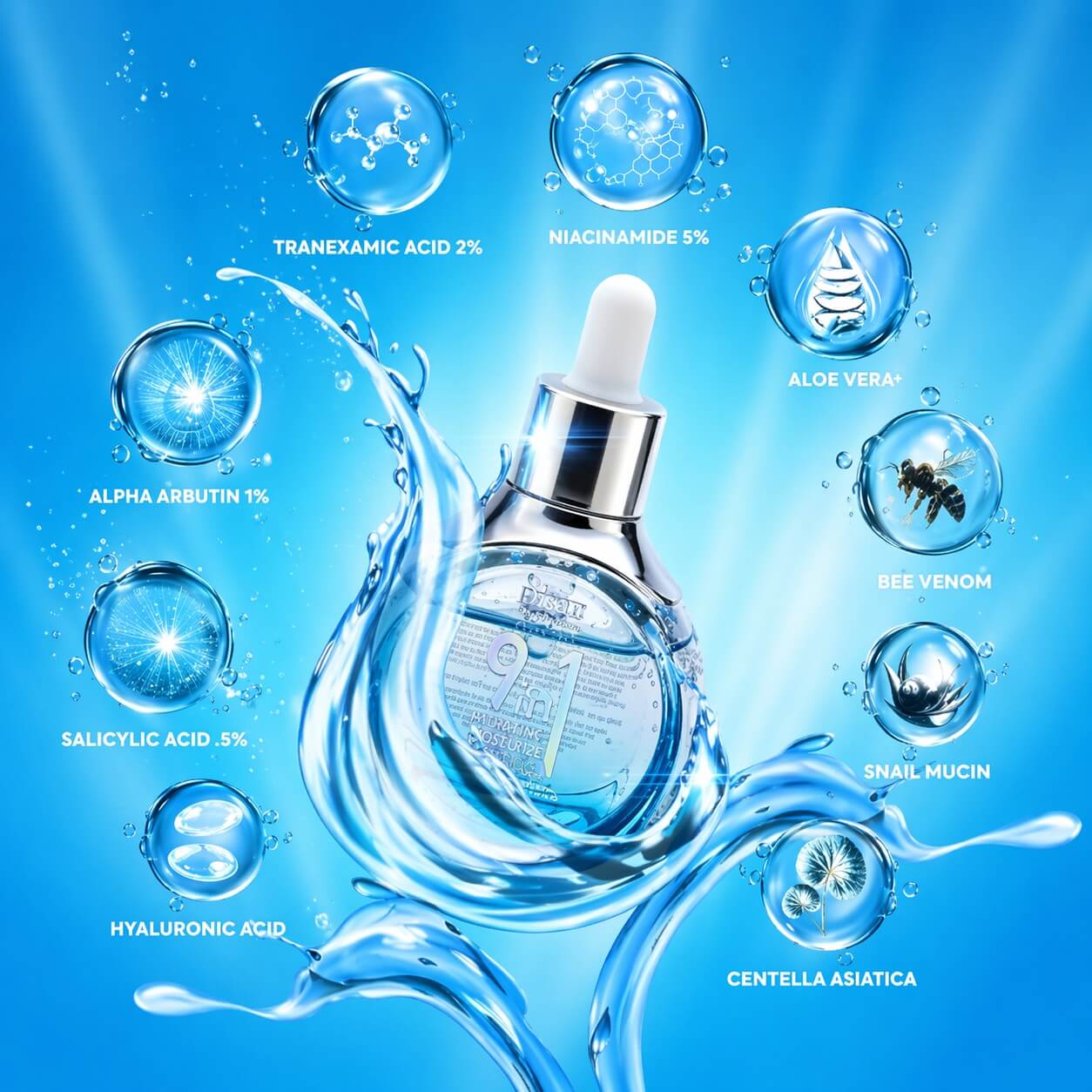 Hikari Skin Essentials 9-in-1 Miracle Serum with niacinamide and tranexamic acid for balanced skin appearance