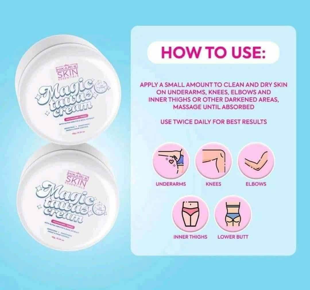 Hikari Skin Essentials Magic Tawas Cream 10g for knee and elbow care with a soft touch finish
