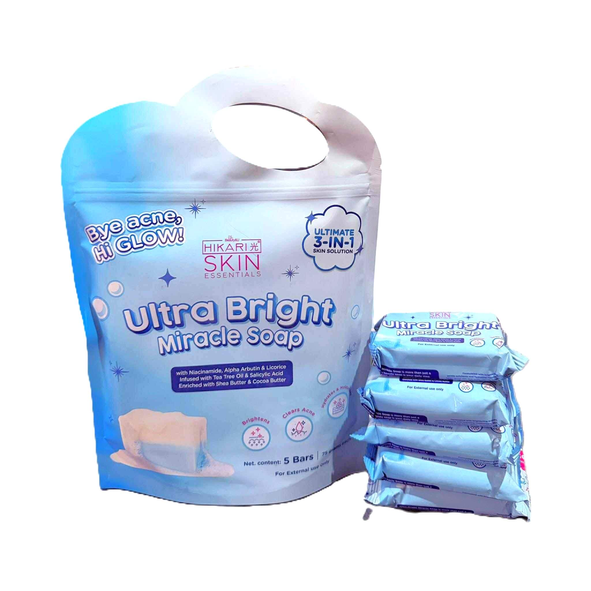 Hikari Skin Essentials UltraBright Miracle Soap 5 Bars – Daily Gentle Cleansing Soap Bars for Smooth, Radiant Skin