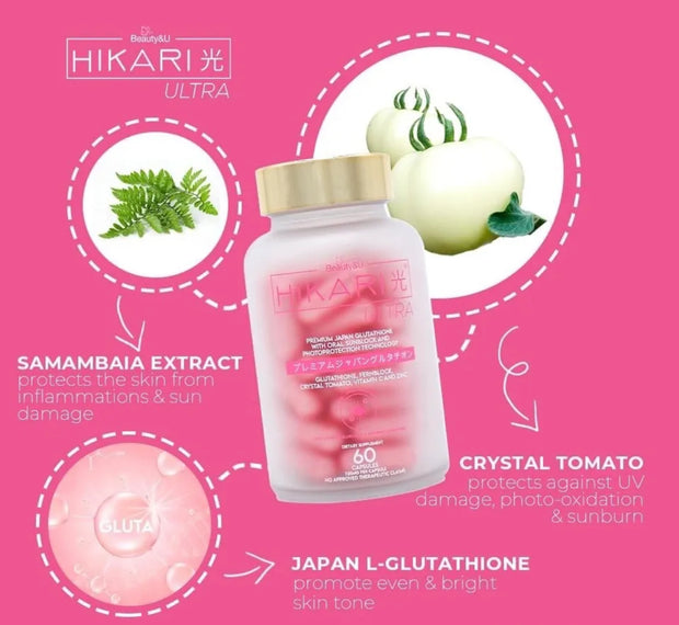Beauty&U Hikari Premium Japan Glutathione with Oral Sunblock 60 Capsules