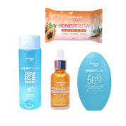 HonestGlow Aloe Ice Toner, 24K Gold Papaya Serum & Fragrance - Free Sunscreen