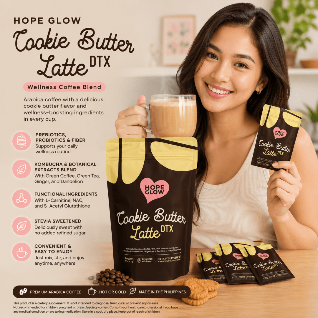 Hope Glow Cookie Butter Latte DTX smooth cookie butter flavored coffee beverage for everyday enjoyment