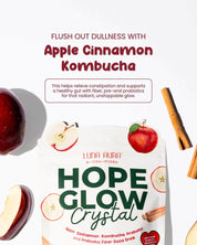HOPE GLOW Crystal Apple Cinnamon Kombucha with refreshing fruity apple cinnamon taste