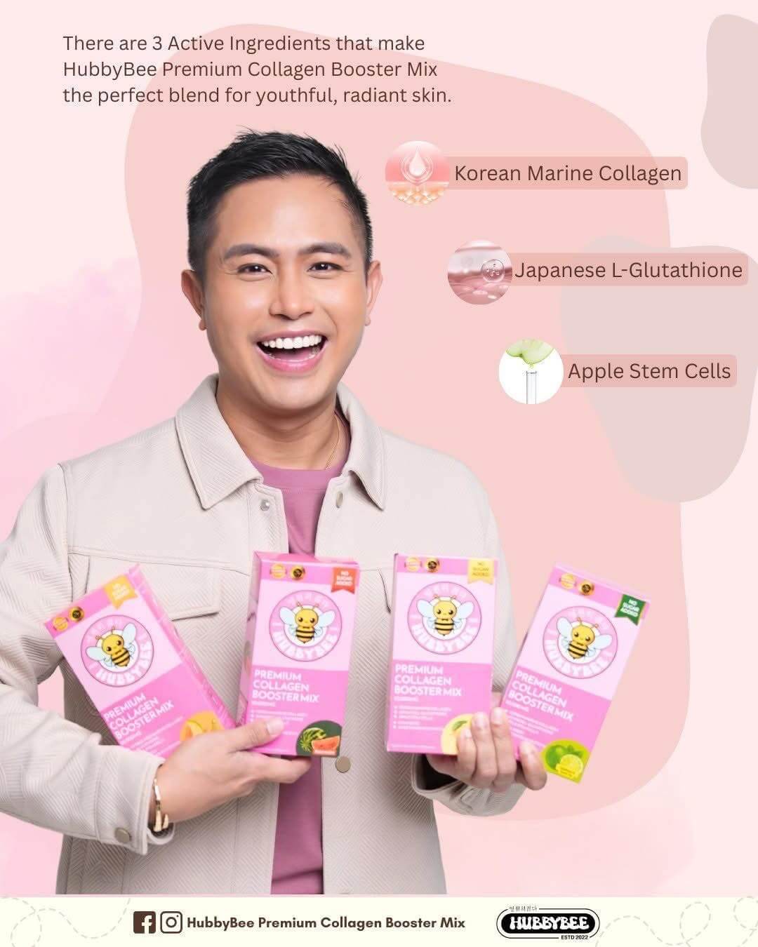 Hubby Bee Melon & Cucumber Premium Collagen Booster Mix 10 Sachets as a refreshing supplement