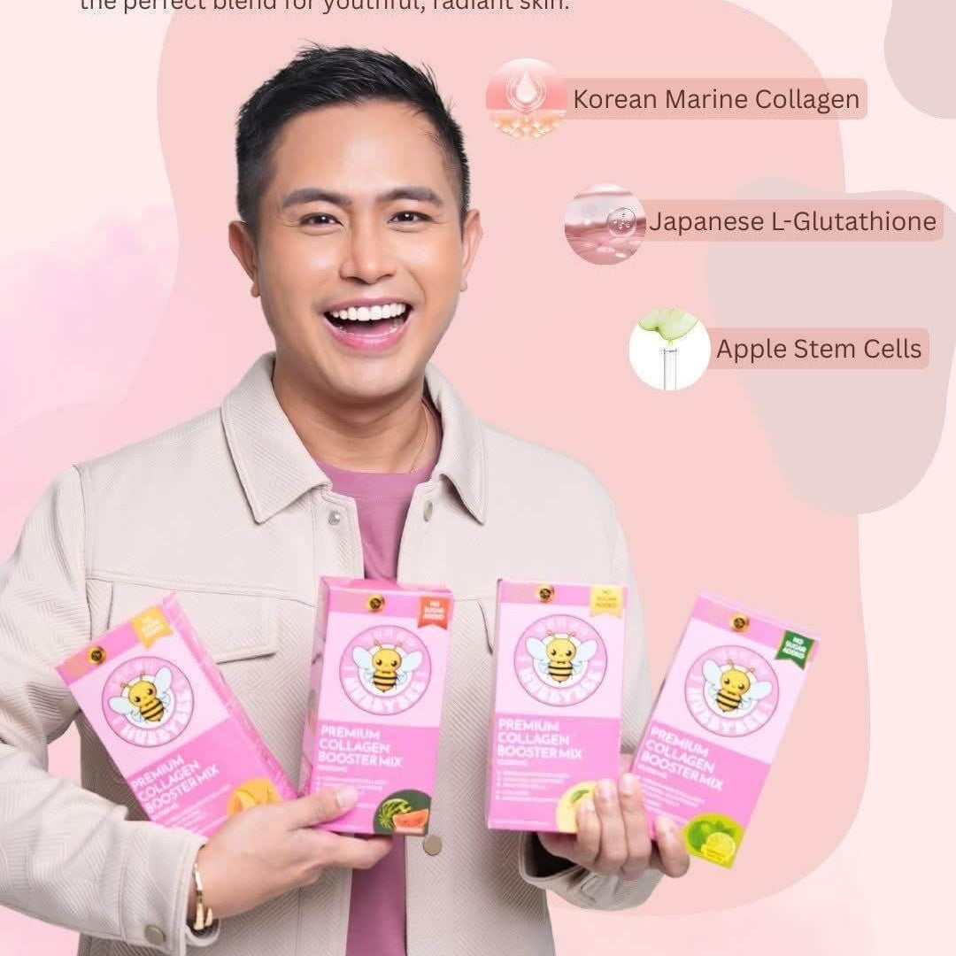 Hubby Bee Premium Collagen Booster Mix containing hydrolyzed marine collagen in 10 convenient sachets