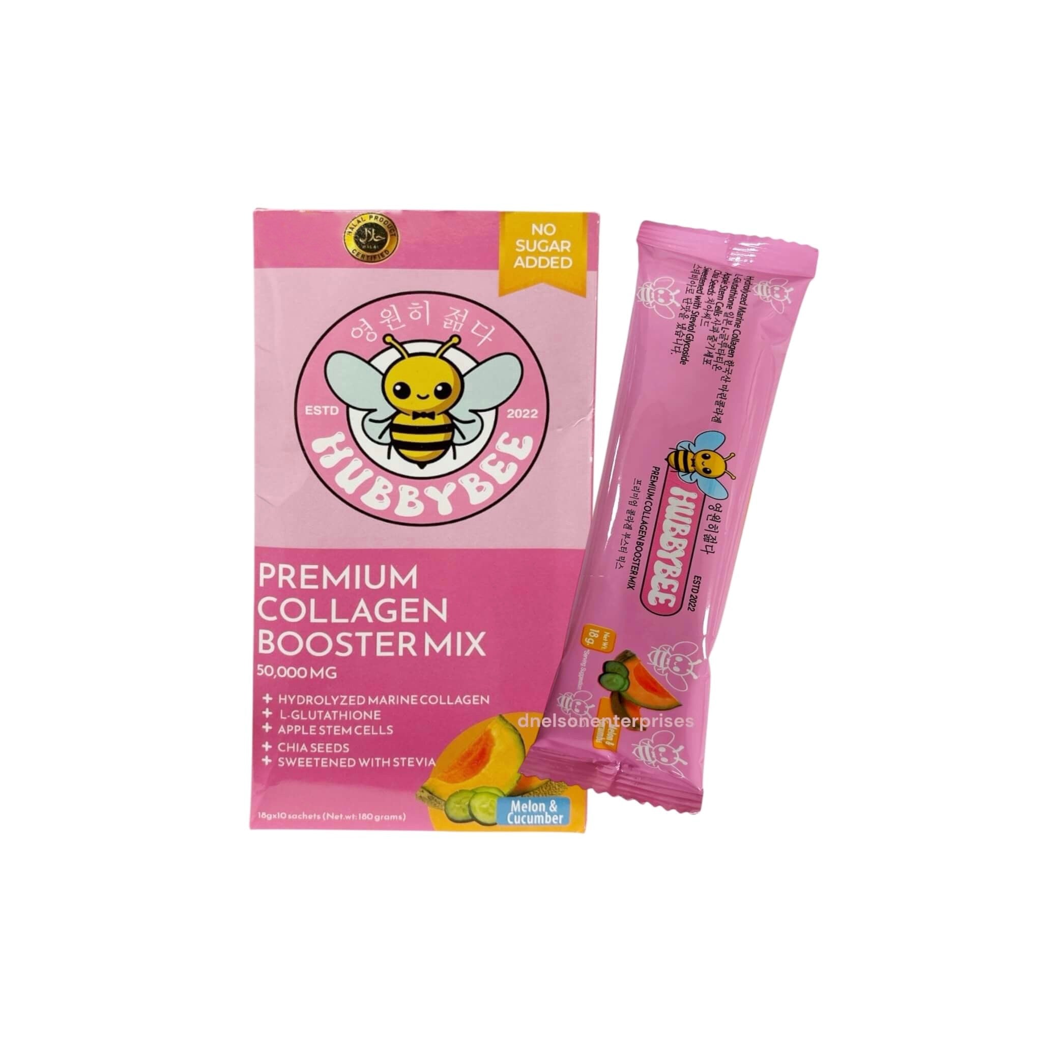 Hubby Bee Premium Collagen Booster Mix - 50,000 MG Korean Hydrolyzed Marine Collagen with Japanese L-Glutathione & Apple Stem Cells