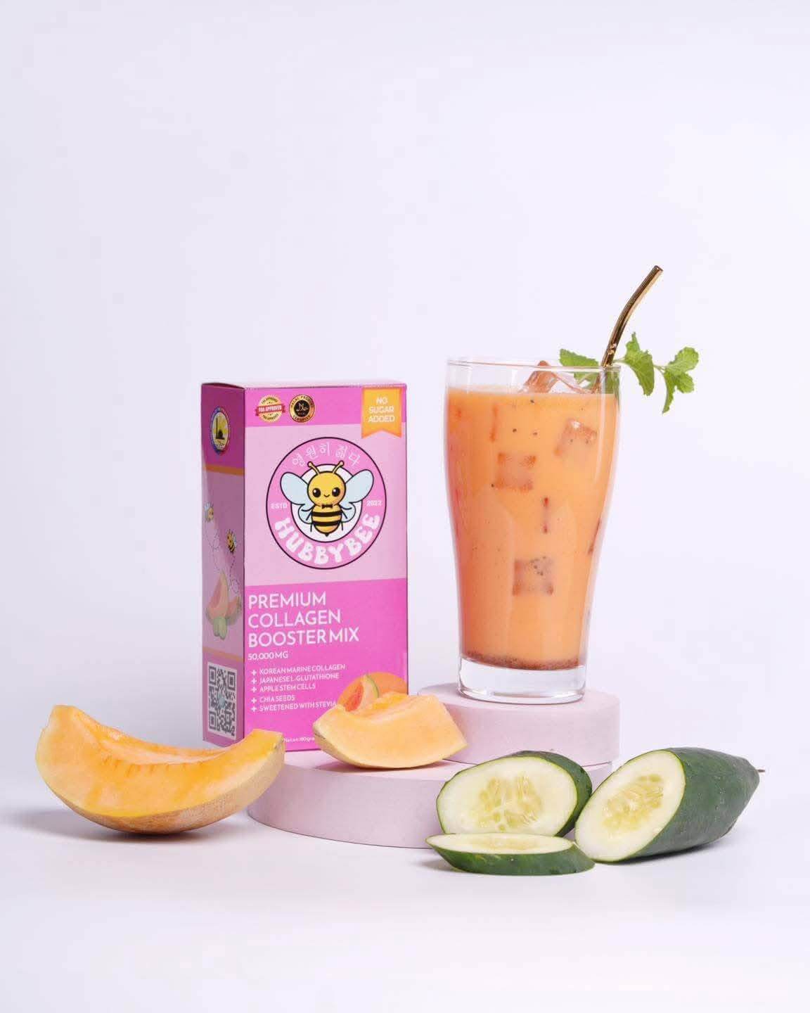 Hubby Bee Melon & Cucumber Premium Collagen Booster Mix 10 Sachets for skin hydration support