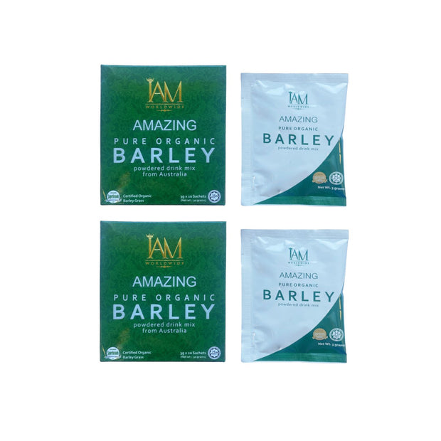 2 Boxes IAM Worldwide Amazing Pure Organic Barley Powdered Drink Mix