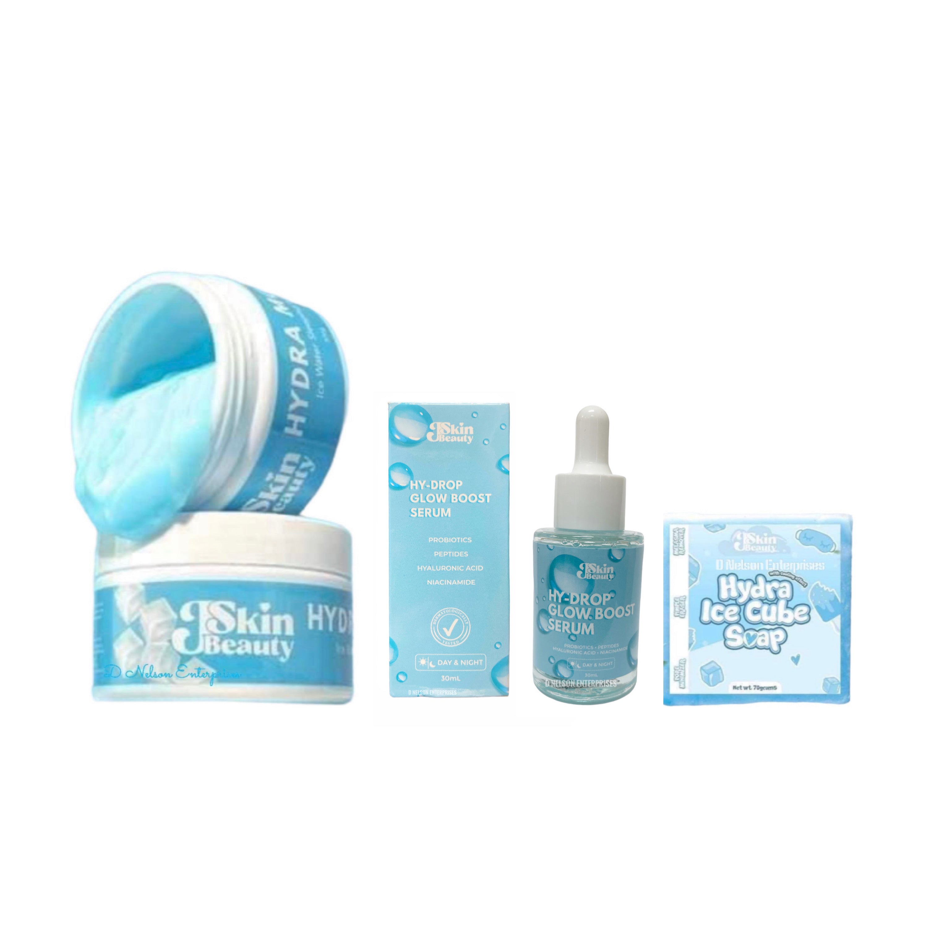 JSkin Beauty Everyday Trio: Hydra Moist Sleeping Mask, Hy-Drop Gloww Boost Serum & Hydra Shield UV Essence