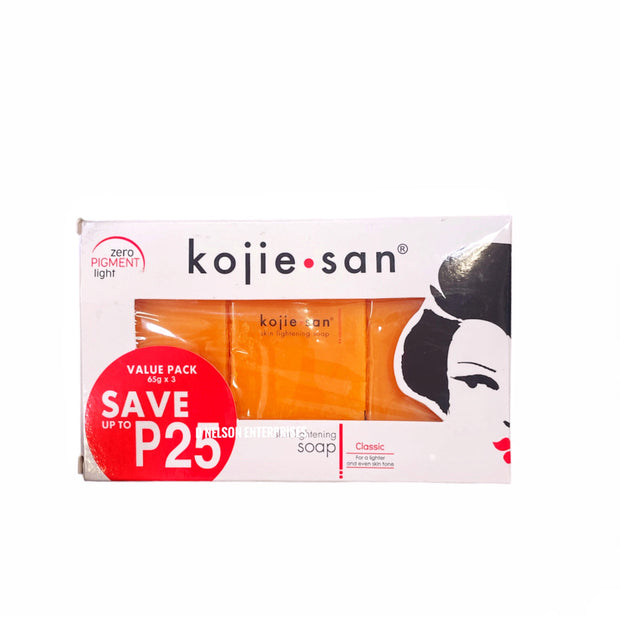 Original Kojie San Skin Lightening Kojic Acid Soap 65g x 3 Bars
