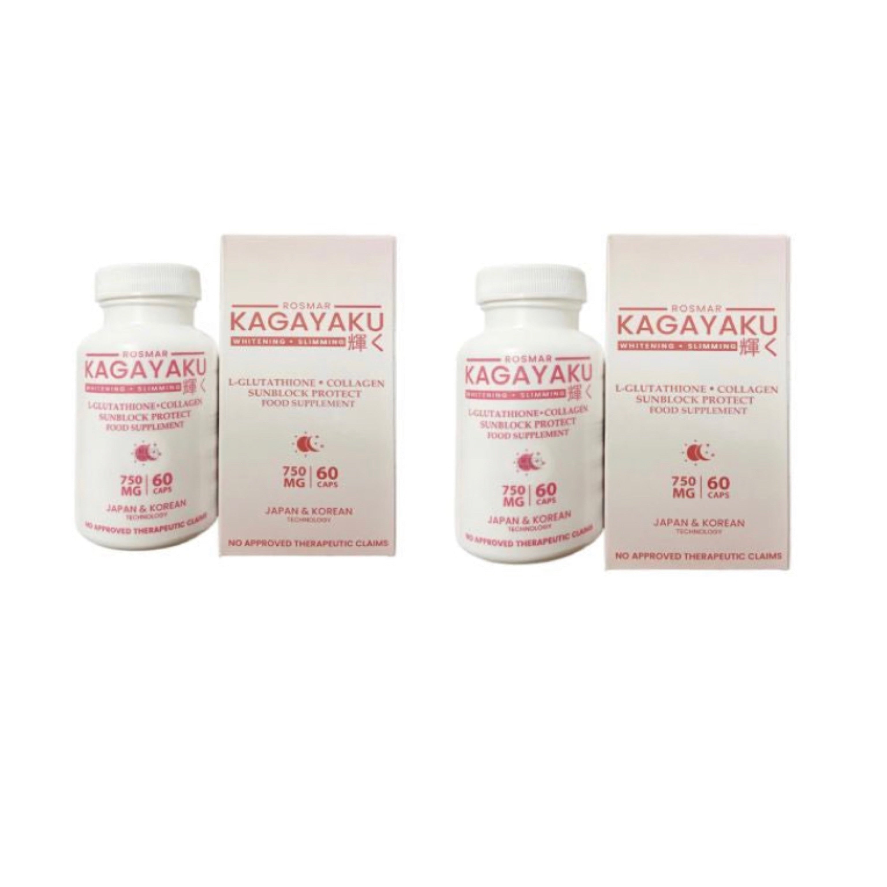 2 Bottles ROSMAR KAGAYAKU Glutathione & Collagen 750mg, 60 Capsules