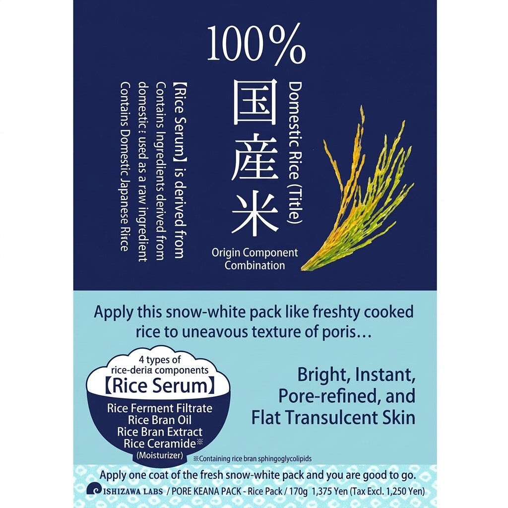 ISHIZAWA Lab Keana Nadeshiko Rice Pack 170g – Highlighting mask’s hydrating and skin-softening features