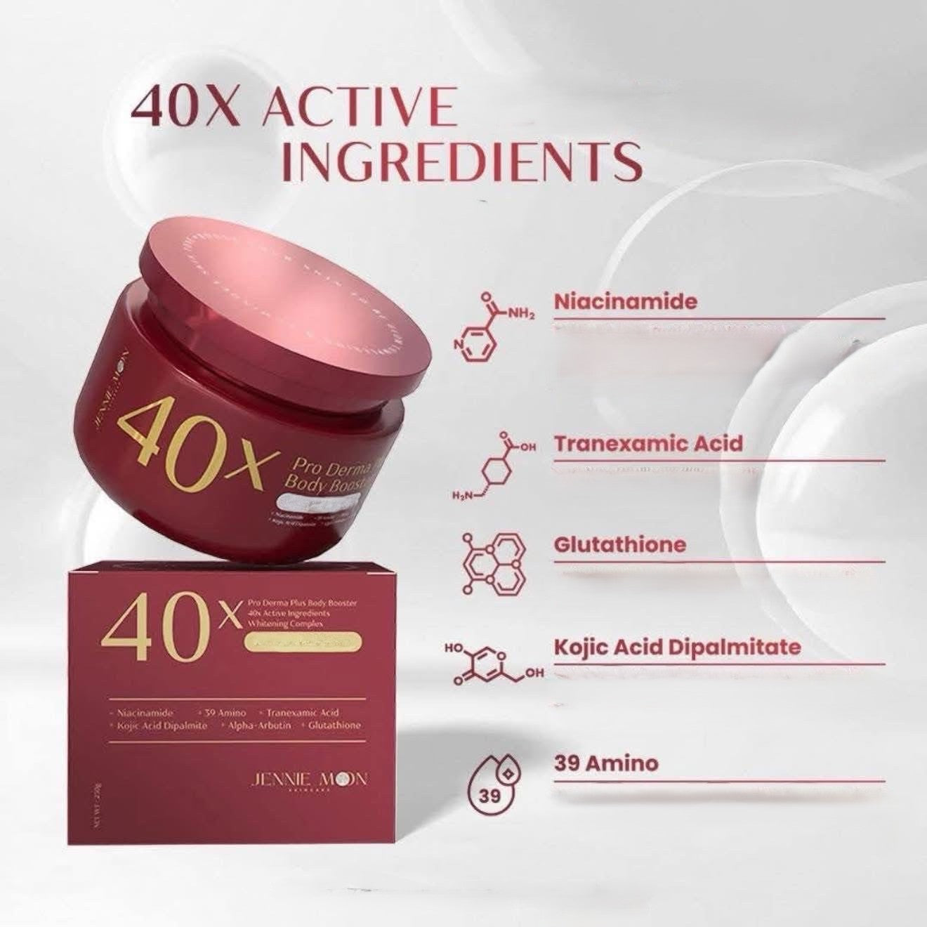 Jennie Moon 40X Pro Derma Plus Body Booster - Lightweight Gel-Cream Moisturizer with 40X Active Ingredients Complex - 250g