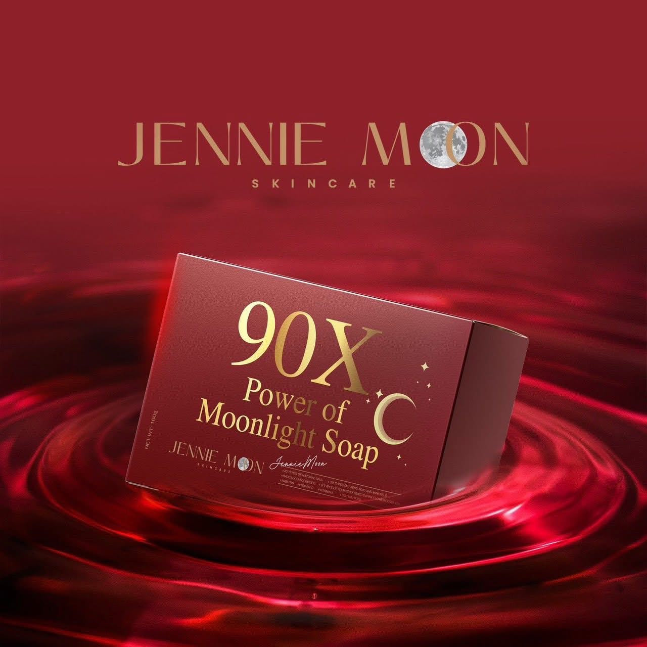 JENNIE MOON C 90X Moonlight Facial Soap 160g – 20 Natural Oils, Avocado Complex, Amino Acids, Niacinamide, Vitamin C & E, Glutathione, Hyaluronic Acid