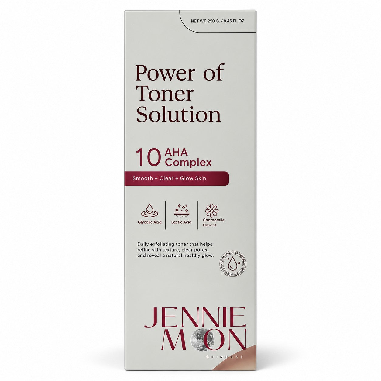 Jennie Moon Power of Toner Solution 10% AHA Complex 250g for daily exfoliating skin care