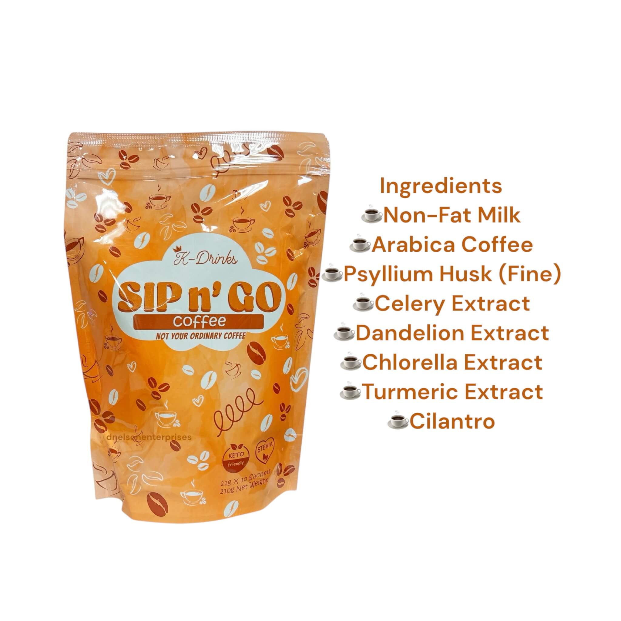 K-Drinks N' GO Coffee Keto Mix sweetened naturally with stevia