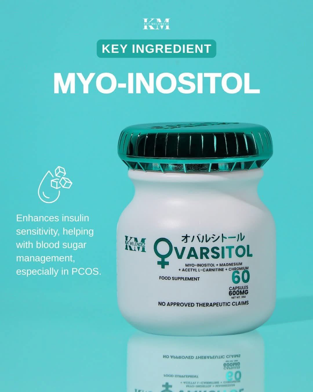 KAT MELENDEZ OVARSITOL Women’s Hormone Balance Supplement | Myo-Inositol + Magnesium + Acetyl L-Carnitine + Chromium | Supports Hormonal Health, Fertility & Metabolism | 60 Capsules