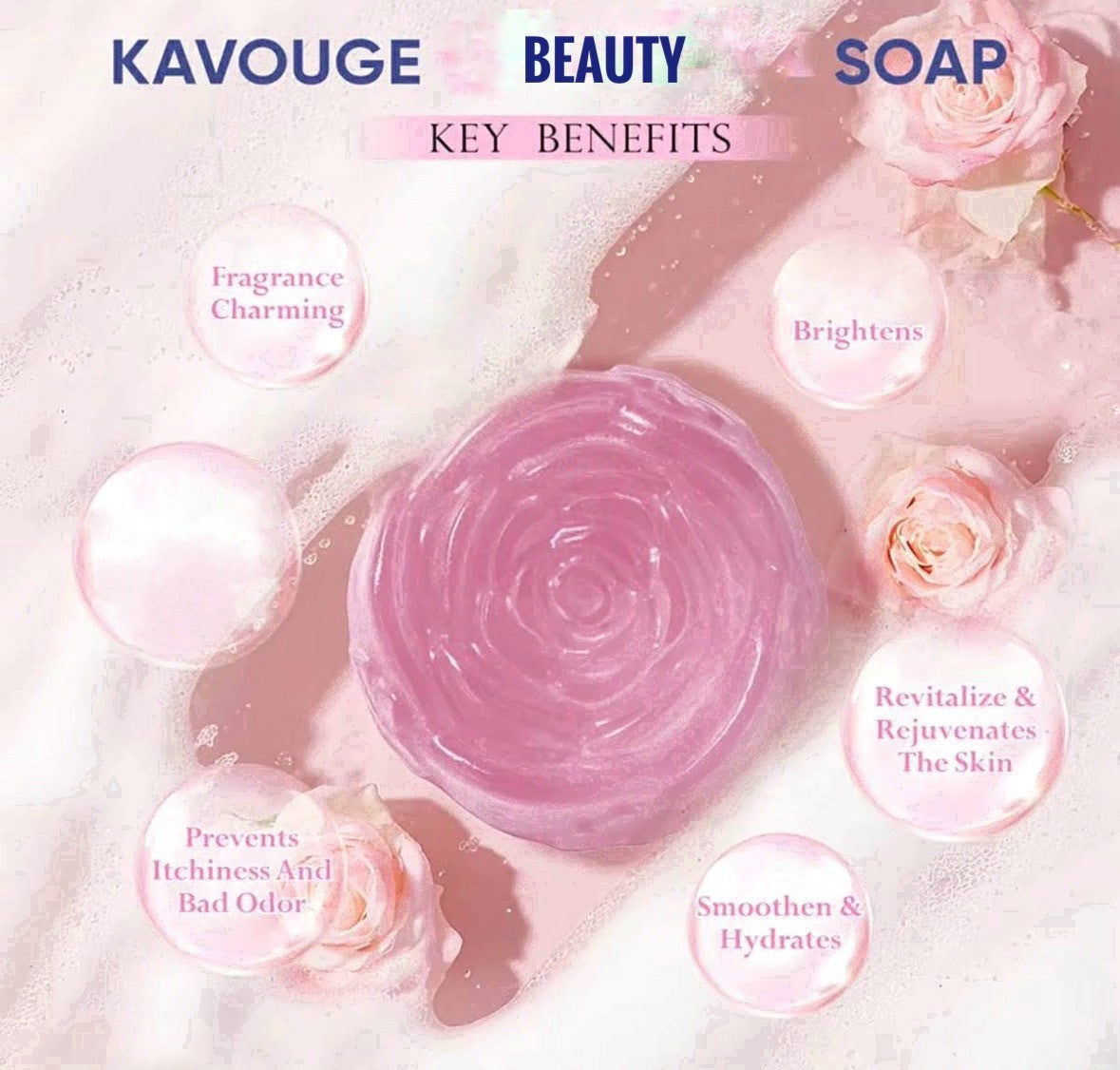 Kavouge Moisturizing Beauty Soap with Tranexamic Acid & Shea Butter 80g rich lather for a comfortable bathing experience
