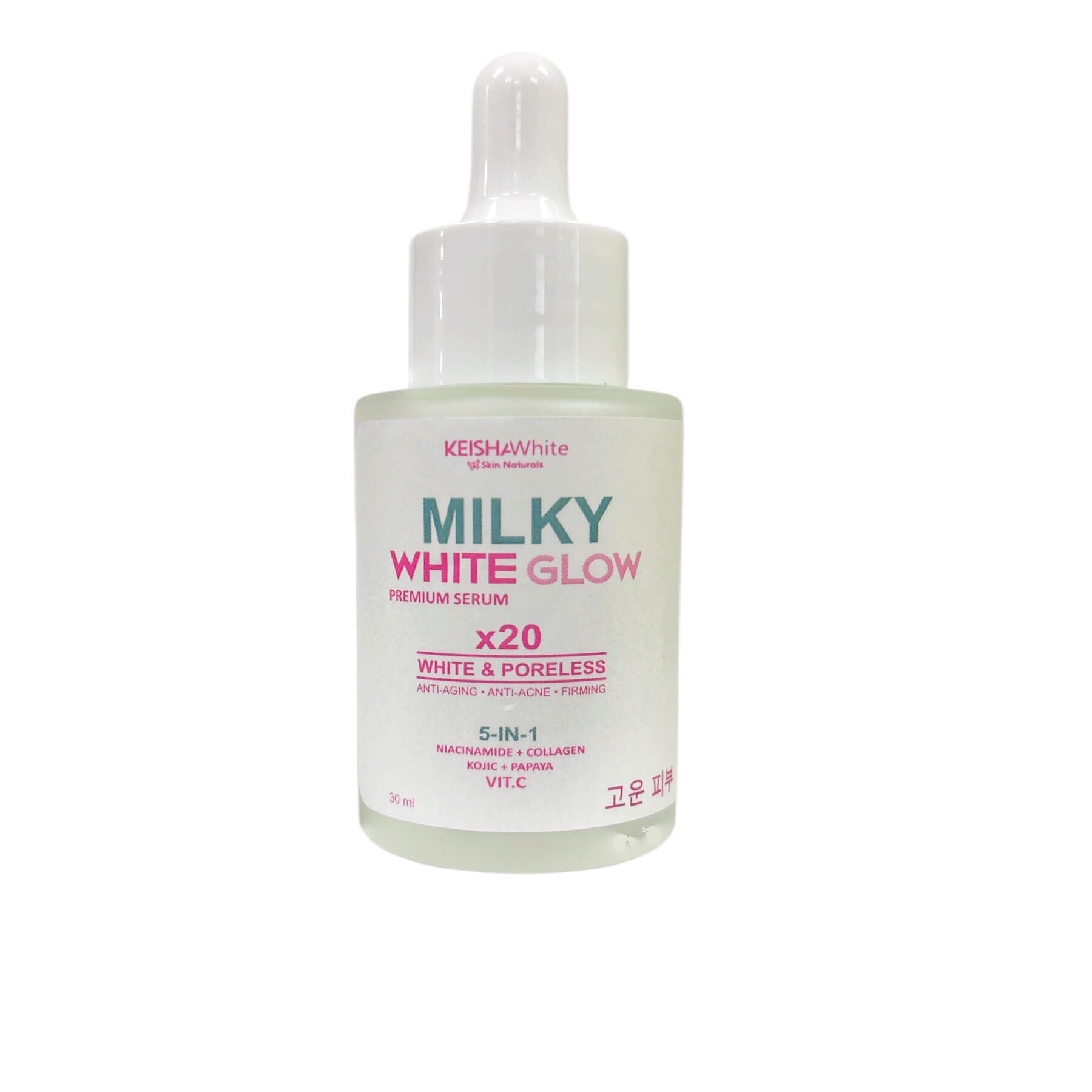 KEISHA White Skin Naturals Milky White Glow Premium Serum 30ml – Niacinamide + Collagen + Papaya + Vitamin C | 5-in-1 Hydrating, Pore-Refining & Firming Face Serum | Paraben-Free, Cruelty-Free