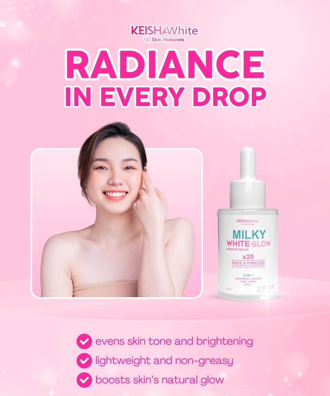 KEISHA White Skin Naturals Milky White Glow Premium Serum firming effect for firmer skin
