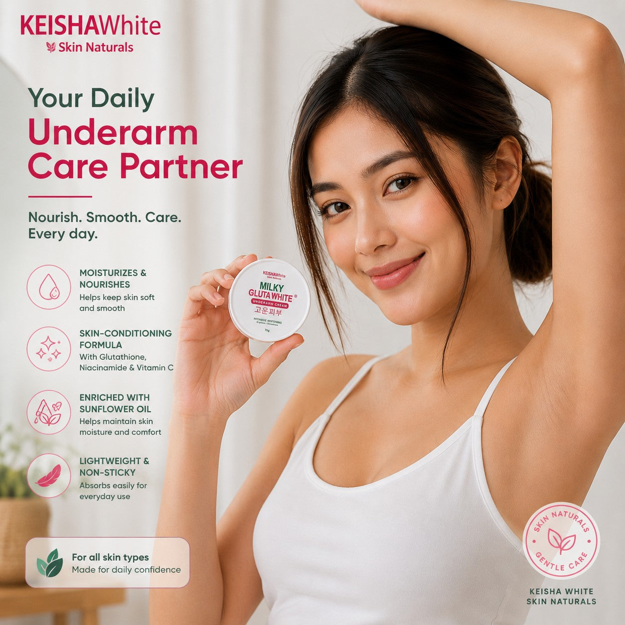 Keisha White Milky Gluta White Underarm Cream 70g