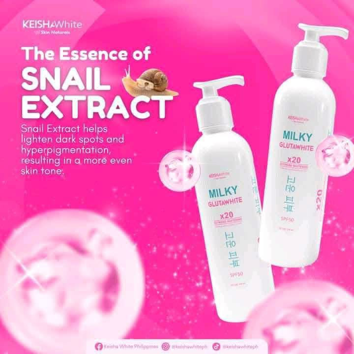 KEISHA White Skin Naturals Milky GlutaWhite Body Lotion SPF 50 offers UV protection