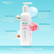 KEISHA White Skin Naturals Milky GlutaWhite Body Lotion SPF 50 with non-greasy finish