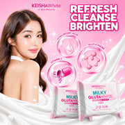 KEISHA White Skin Naturals Milky GlutaWhite Premium Soap 70g 10 Bars designed to leave skin feeling clean, soft, and refreshed after washing.