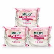 KEISHA White Skin Naturals Milky GlutaWhite Premium Soap 70g 10 Bars formulated with hyaluronic acid for moisture-focused daily cleansing.