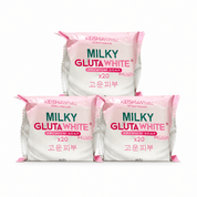 KEISHA White Skin Naturals Milky GlutaWhite Premium Soap 70g x 3 Bars for daily body cleansing and fresh clean skin.