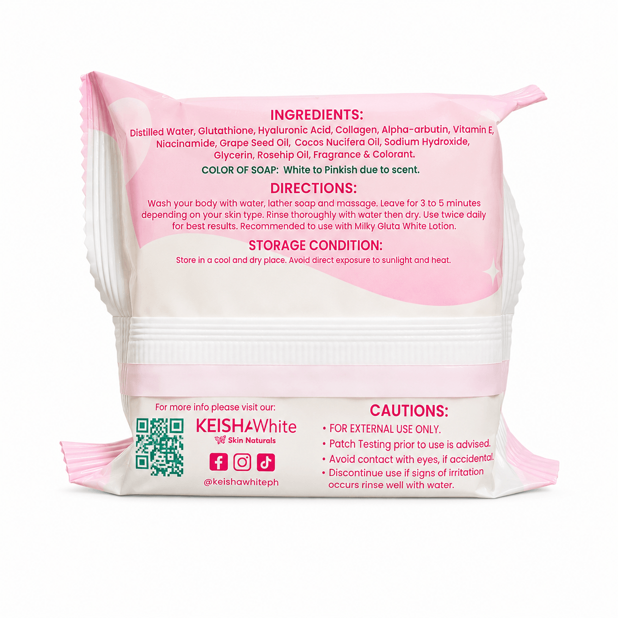KEISHA White Skin Naturals Milky GlutaWhite Premium Soap 70g x 3 Bars