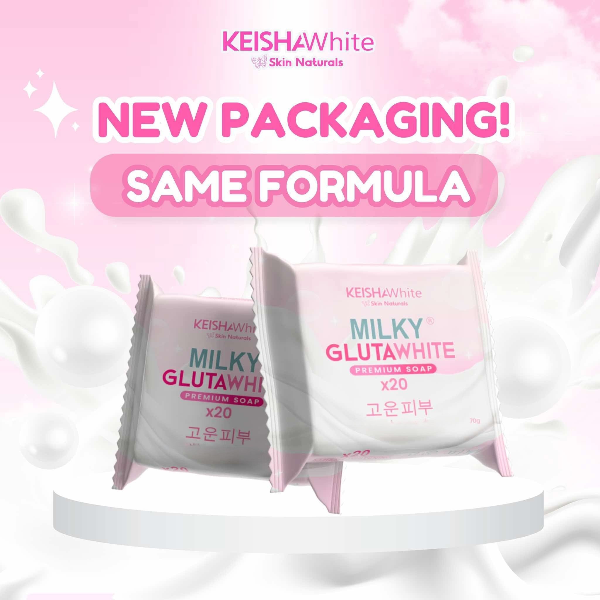KEISHA White Skin Naturals Milky GlutaWhite Premium Soap 70g x 3 Bars