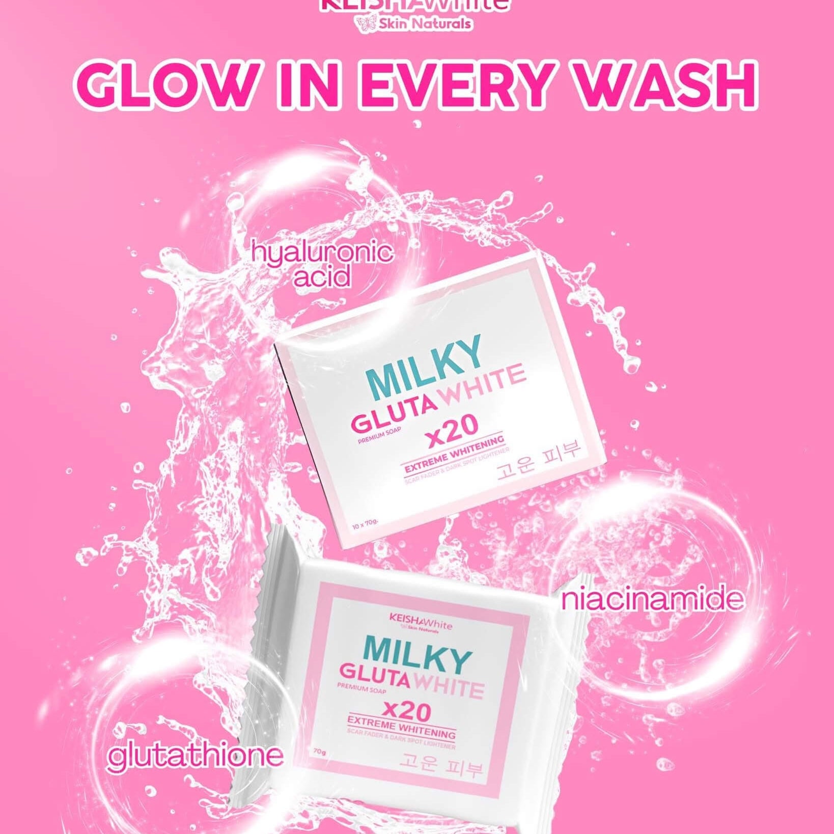 KEISHA White Skin Naturals Milky GlutaWhite Premium Soap keeps skin hydrated and soft after every wash.