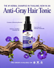 Khaokho Talaypu Organic Butterfly Pea & Henna Hair Tonic designed to complement natural-looking hair color care