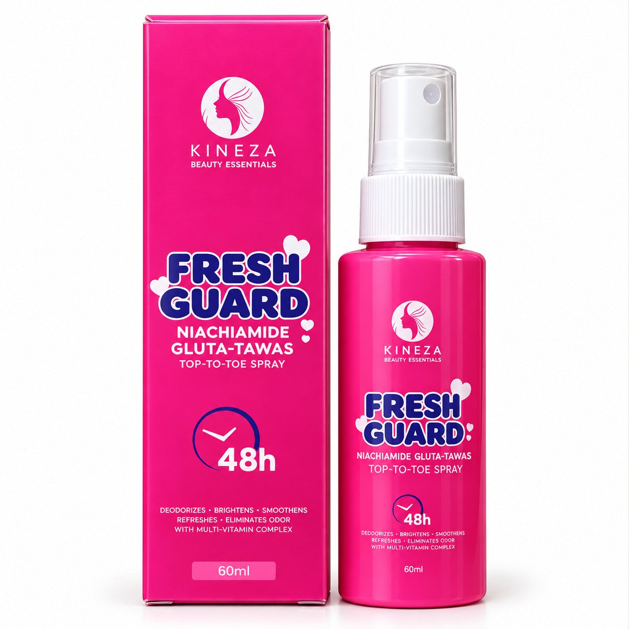 Kineza Fresh Guard Niacinamide Gluta-Tawas daily body spray 60ml for convenient everyday freshness