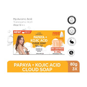 3-piece set of Luxe Organix Papaya Kojic Cloud Soaps, 80g each
