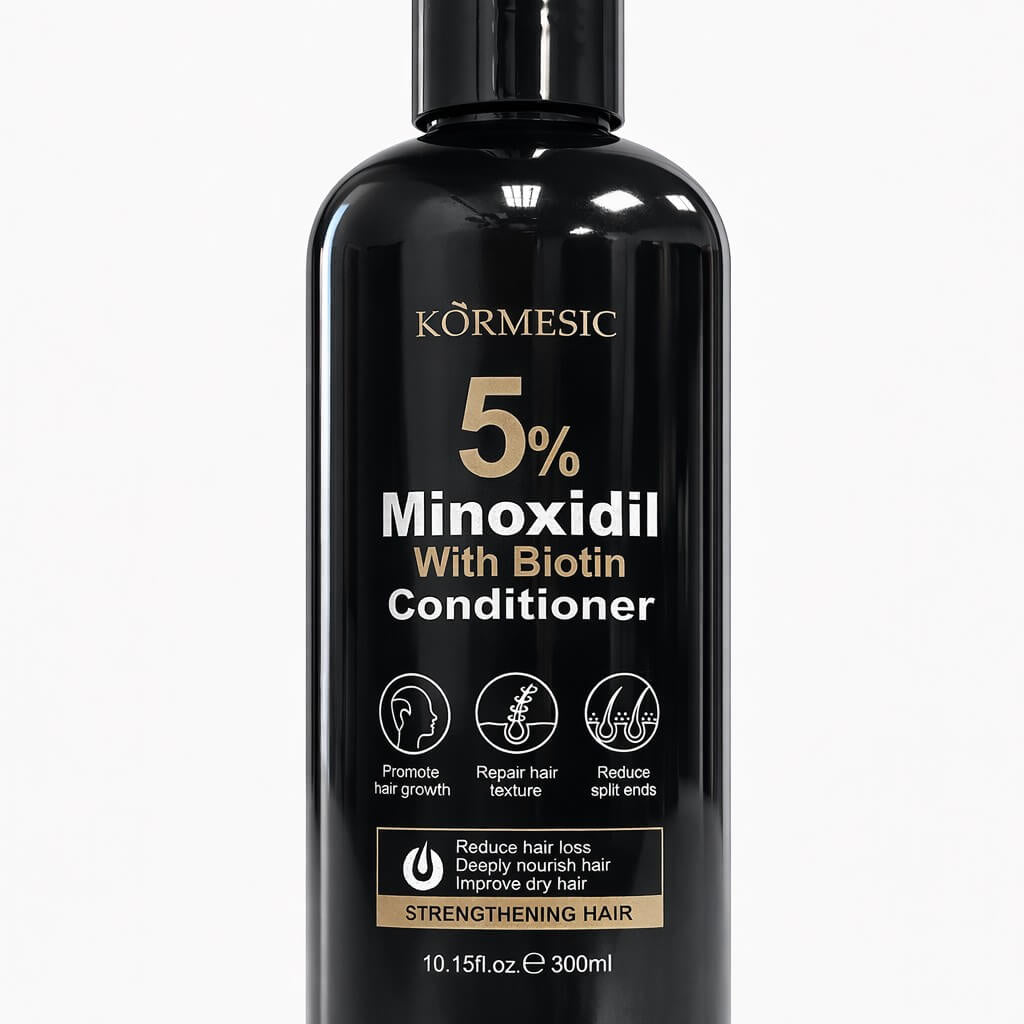 KORMESIC 5% Minoxidil With Biotin Strengthening Conditioner supports fuller looking hair with enhanced density and volume