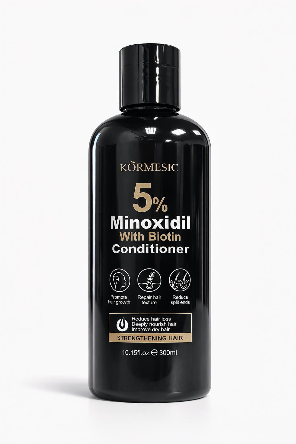 KORMESIC 5% Minoxidil With Biotin Strengthening Conditioner supports fuller looking hair with enhanced density and volume