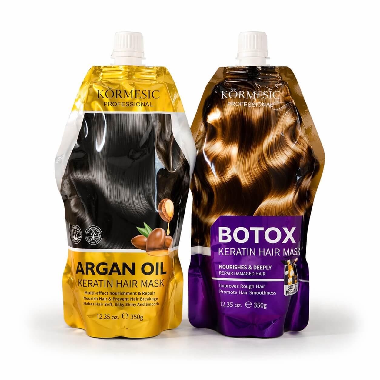 KORMESIC Professional Keratin Hair Mask Duo argan oil and botox treatment for deep nourishing hair care 350g x2