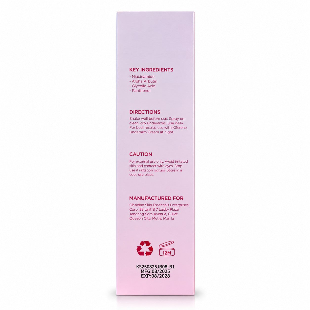 KSerene 4-in-1 Underarm Deo Spray 60ml supports smooth-feeling and well-cared-for underarms