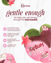 KSerene KiLiBUM Gluta Glycolic Soap 70g x 3 Bars – Gentle Exfoliating Bar with Glycolic, Kojic & Lactic Acid, Caviar Lime Extract, Glutathione 