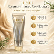 LUMÉI Rosemary Infused Conditioner 255ml supports fuller-looking hair with natural movement.